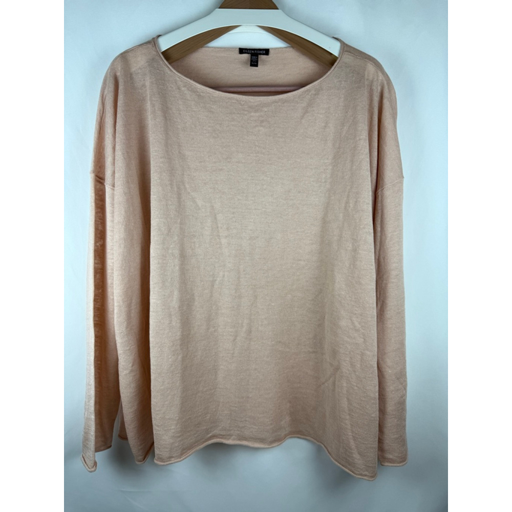 Women's Eileen Fisher Linen Cotton Sweater Peachy-Pink Size XL
